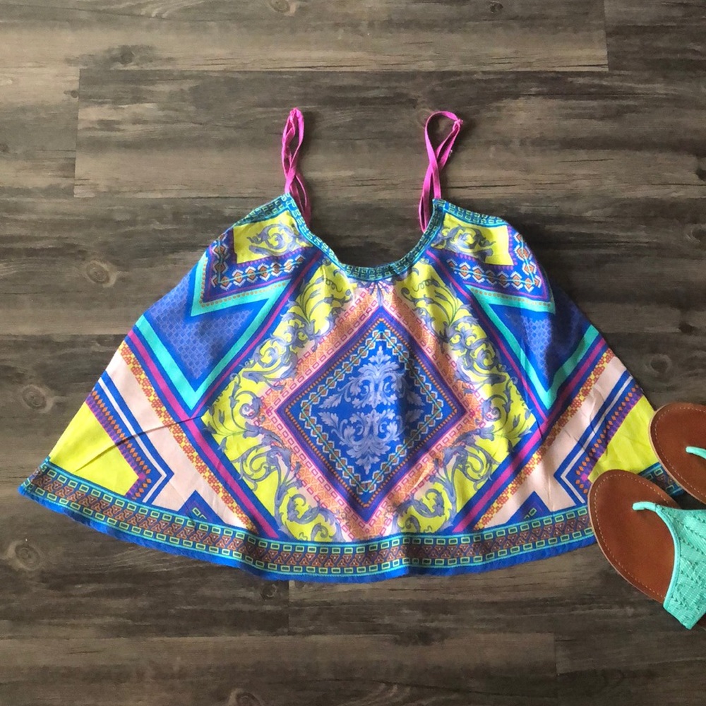 Love Culture Multi-Colored Cropped Tank Top Size Small